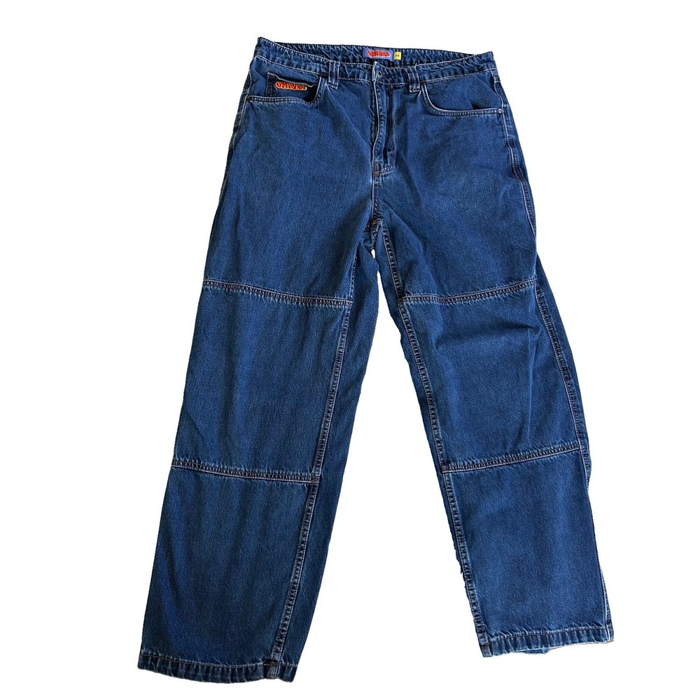 Y2K style Empyre Relax Jeans, Size 34, Blue Double Knee Workwear Baggy Skater